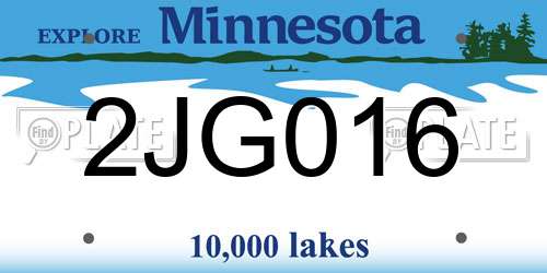 2JG016 Minnesota License Plate