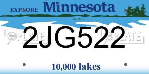 2JG522 Minnesota License Plate