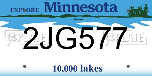 2JG577 Minnesota License Plate
