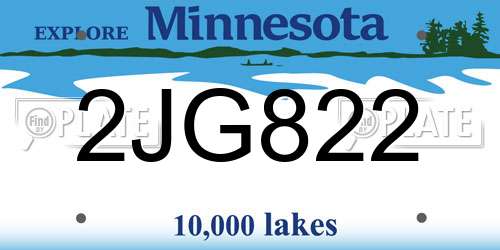 2JG822 Minnesota License Plate