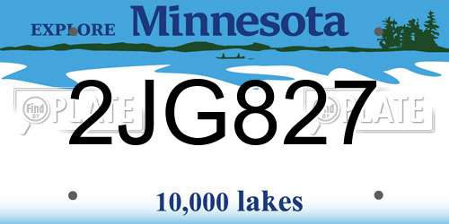 2JG827 Minnesota License Plate