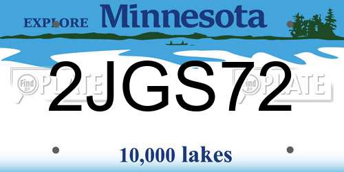 2JGS72 Minnesota License Plate