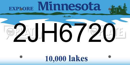 2JH6720 Minnesota License Plate