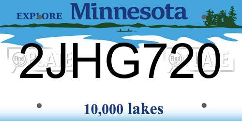 2JHG720 Minnesota License Plate