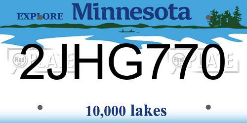 2JHG770 Minnesota License Plate