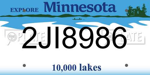 2JI8986 Minnesota License Plate
