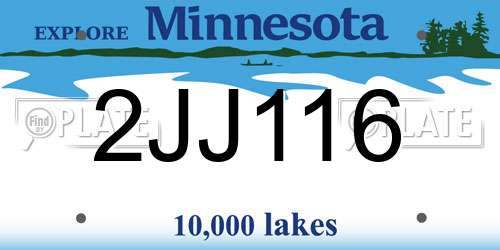 2JJ116 Minnesota License Plate