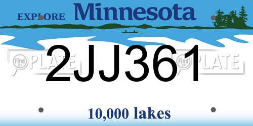 2JJ361 Minnesota License Plate