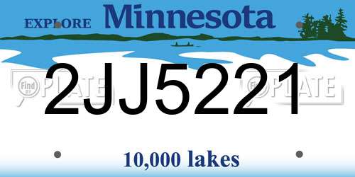 2JJ5221 Minnesota License Plate