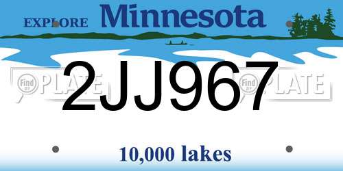 2JJ967 Minnesota License Plate