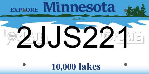 2JJS221 Minnesota License Plate
