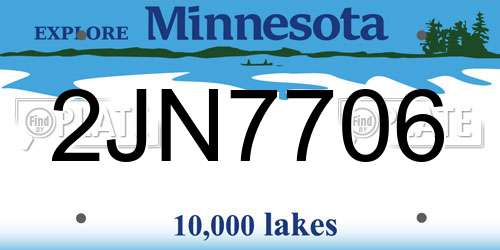 2JN7706 Minnesota License Plate