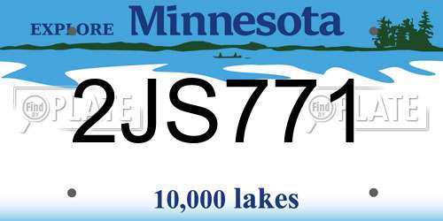 2JS771 Minnesota License Plate