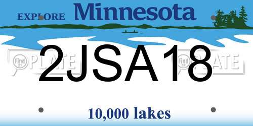 2JSA18 Minnesota License Plate