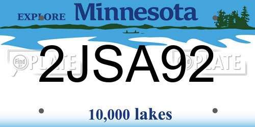 2JSA92 Minnesota License Plate