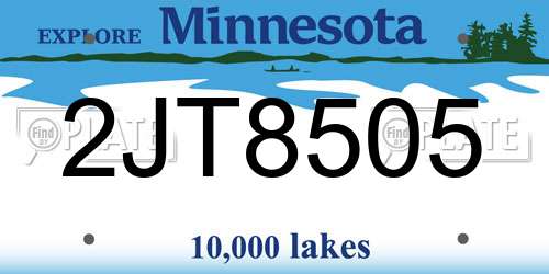 2JT8505 Minnesota License Plate