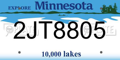 2JT8805 Minnesota License Plate