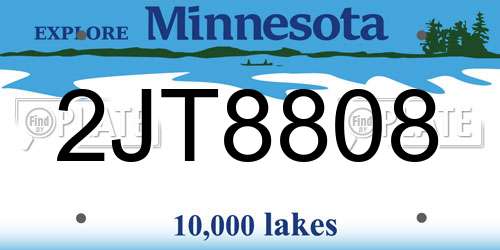 2JT8808 Minnesota License Plate