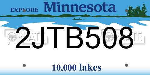 2JTB508 Minnesota License Plate