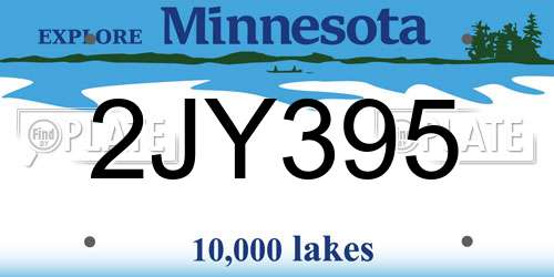 2JY395 Minnesota License Plate