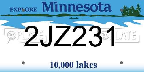 2JZ231 Minnesota License Plate
