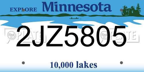 2JZ5805 Minnesota License Plate