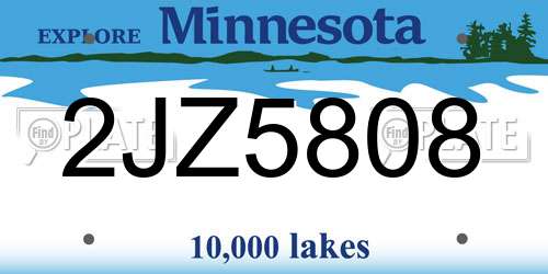 2JZ5808 Minnesota License Plate