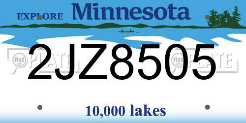 2JZ8505 Minnesota License Plate