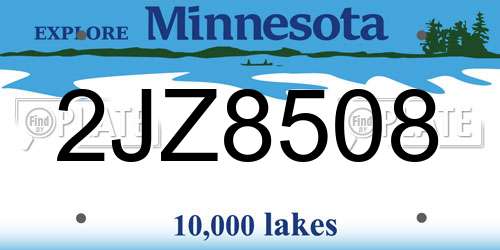 2JZ8508 Minnesota License Plate