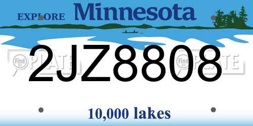 2JZ8808 Minnesota License Plate