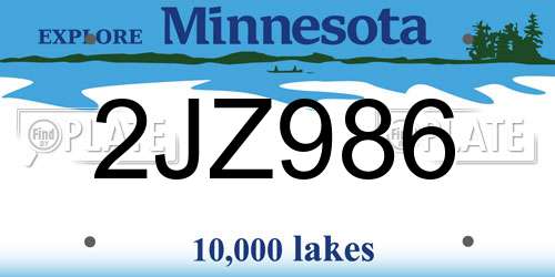 2JZ986 Minnesota License Plate