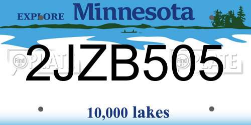 2JZB505 Minnesota License Plate