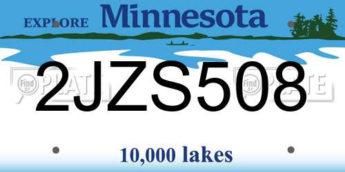 2JZS508 Minnesota License Plate
