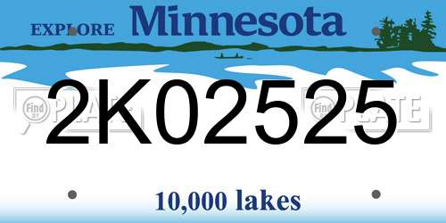 2K02525 Minnesota License Plate