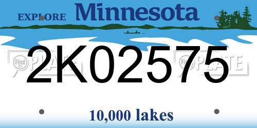 2K02575 Minnesota License Plate