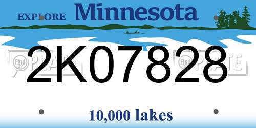 2K07828 Minnesota License Plate