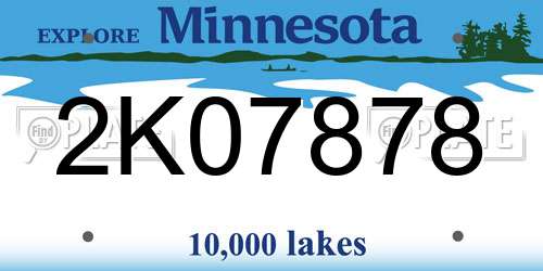 2K07878 Minnesota License Plate