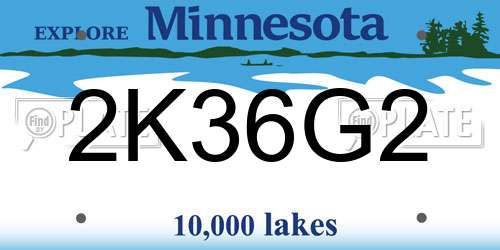 2K36G2 Minnesota License Plate