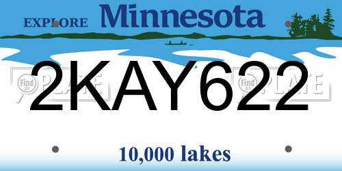 2KAY622 Minnesota License Plate