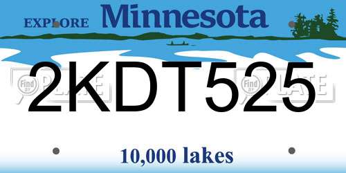 2KDT525 Minnesota License Plate