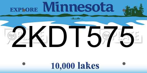 2KDT575 Minnesota License Plate