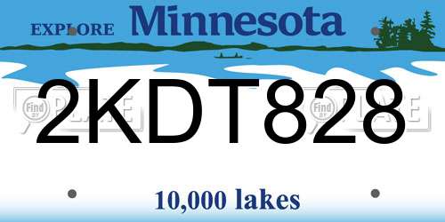 2KDT828 Minnesota License Plate