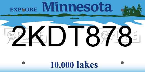 2KDT878 Minnesota License Plate