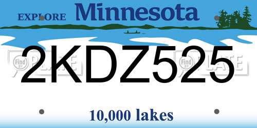 2KDZ525 Minnesota License Plate