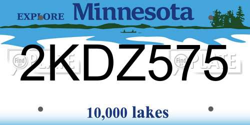 2KDZ575 Minnesota License Plate