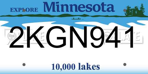 2KGN941 Minnesota License Plate