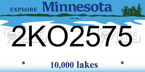 2KO2575 Minnesota License Plate