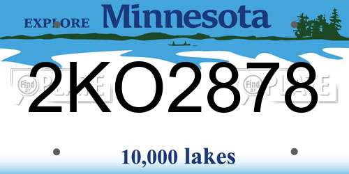 2KO2878 Minnesota License Plate