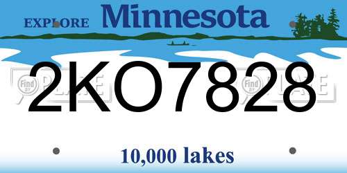 2KO7828 Minnesota License Plate