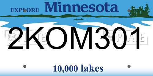 2KOM301 Minnesota License Plate